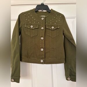 Mayoral girls green denim jacket. Size 12